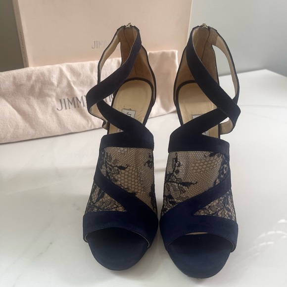 AUTHENTIC JIMMY CHOO ITALIAN LACE HEELS - Picture 8 of 13
